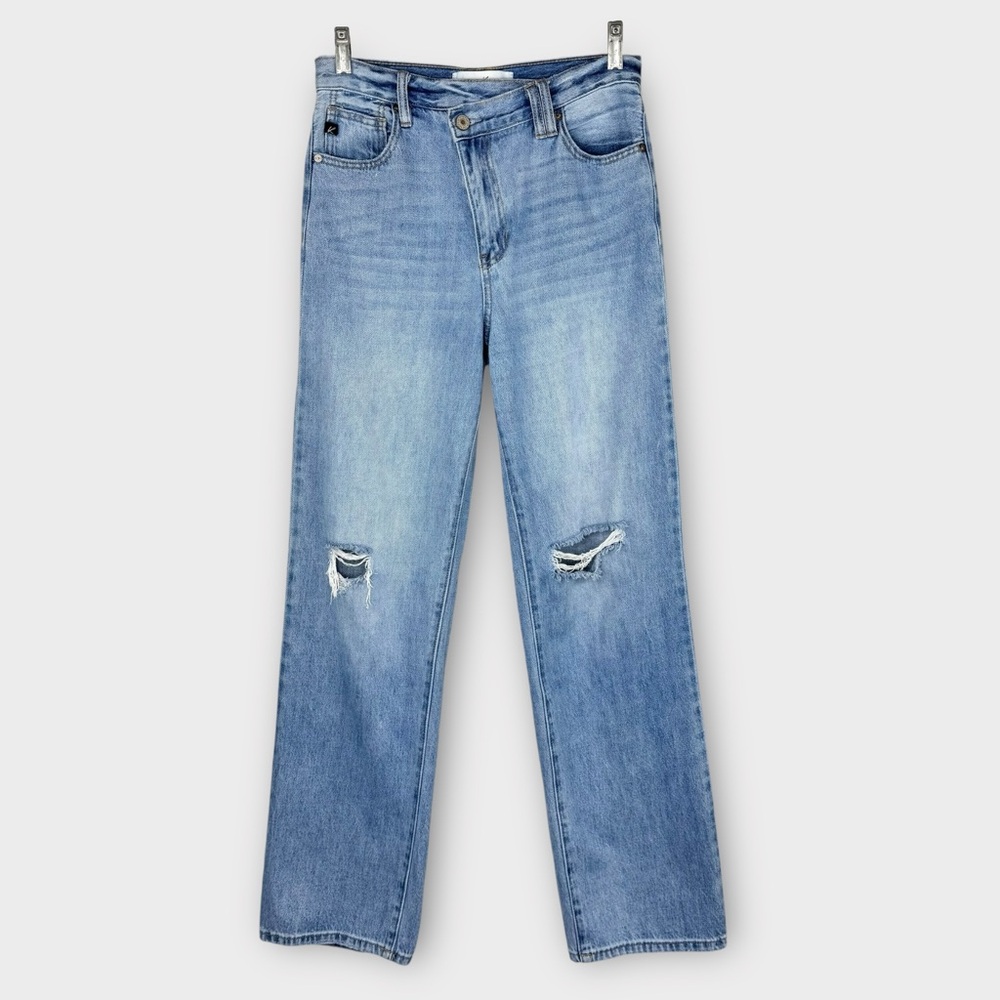 KanCan Wanda Ultra High Rise 90s Straight Leg Jeans 1 / 24 Rigid Denim Wide Leg